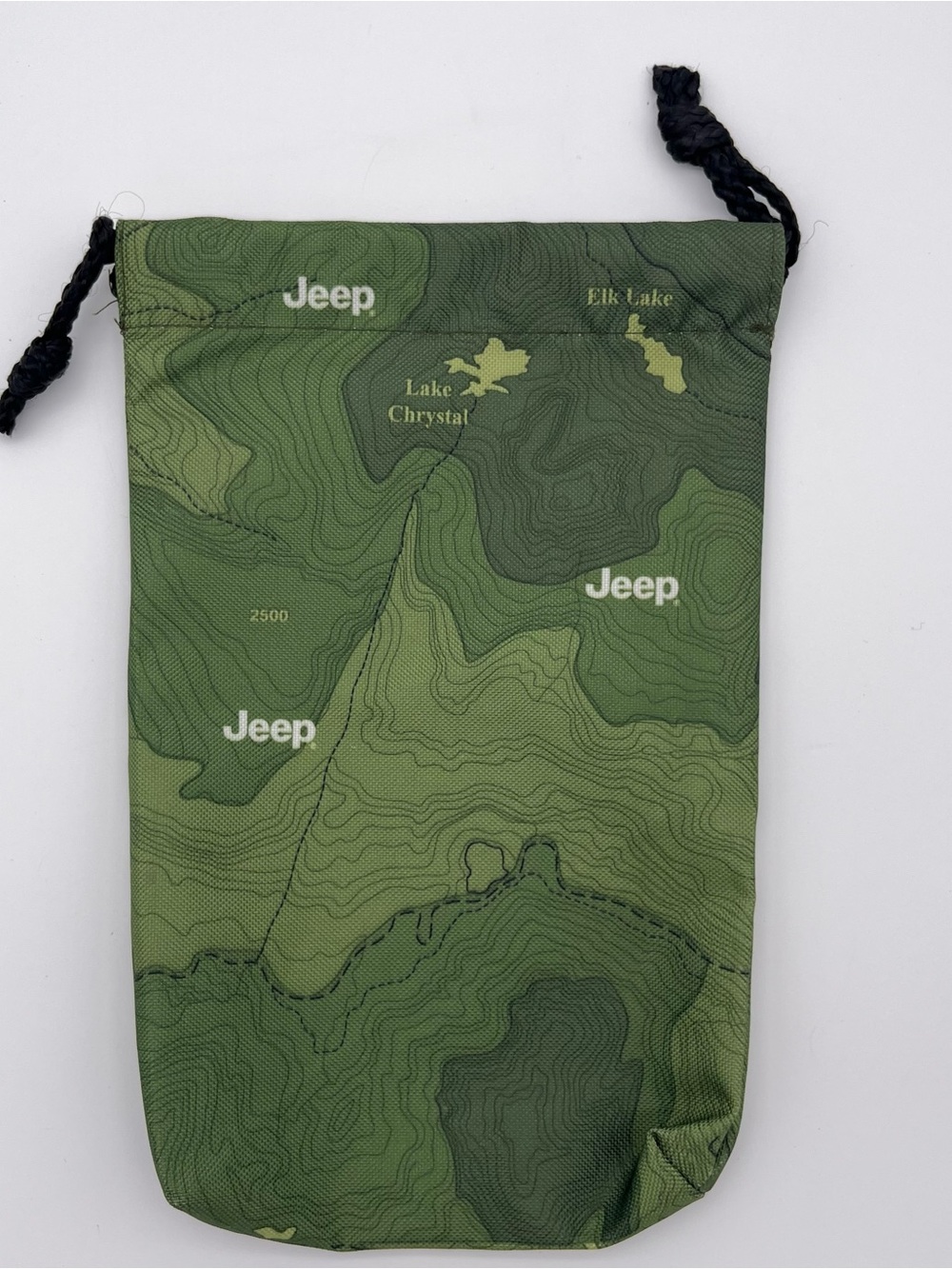 Jeep Topographic Map Drawstring Pouch Bag Green Black for Owner’s Manual